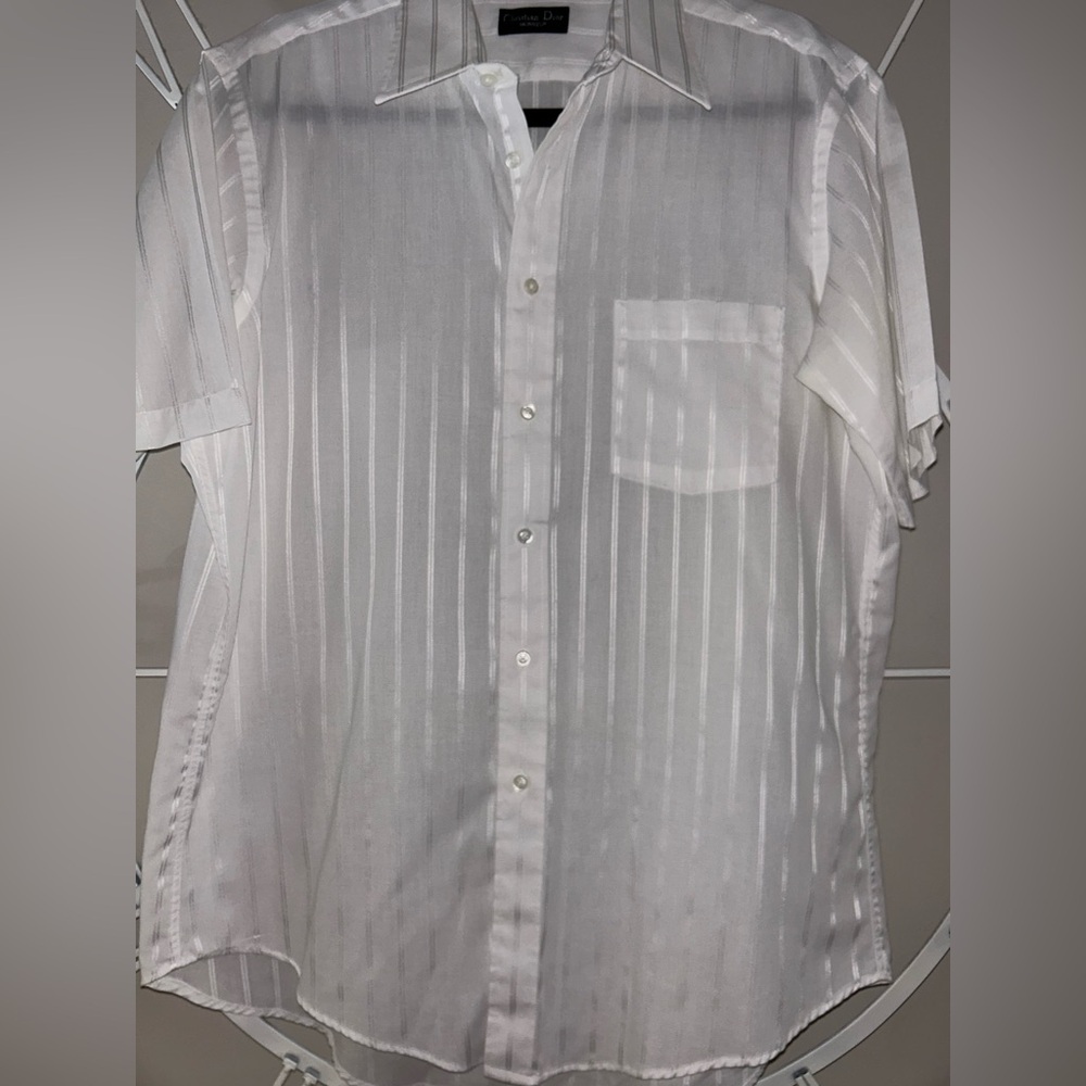 Christian Dior Monsieur Men’s White Dress Shirt with Subtle Stripe - Picture 2 of 11